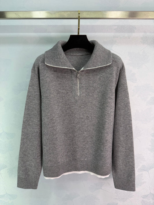 Half-zip collar knit sweater