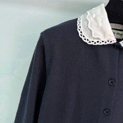 Peter Pan Collar Knit Long-Sleeve Cardigan