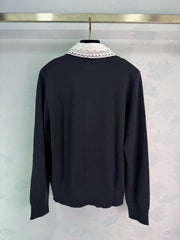 Peter Pan Collar Knit Long-Sleeve Cardigan