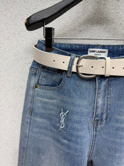 Rhinestone Embroidery Stretch Jeans