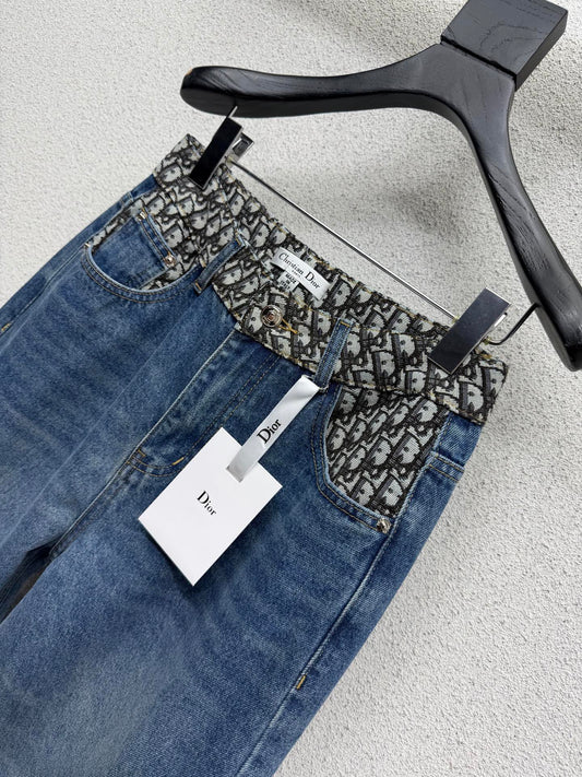 Classic print straight-leg jeans