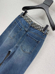 Classic print straight-leg jeans