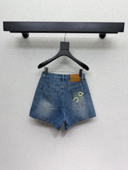 Embroidered Denim Shorts