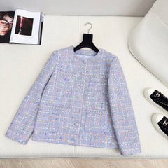 Woven Tweed Four-Pocket Decorated Coat