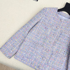Woven Tweed Four-Pocket Decorated Coat