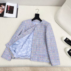 Woven Tweed Four-Pocket Decorated Coat
