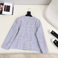 Woven Tweed Four-Pocket Decorated Coat