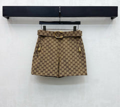 Jacquard belted shorts