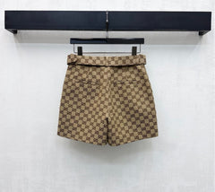 Jacquard belted shorts