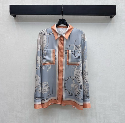 Silk Printed Long-Sleeve Shirt
