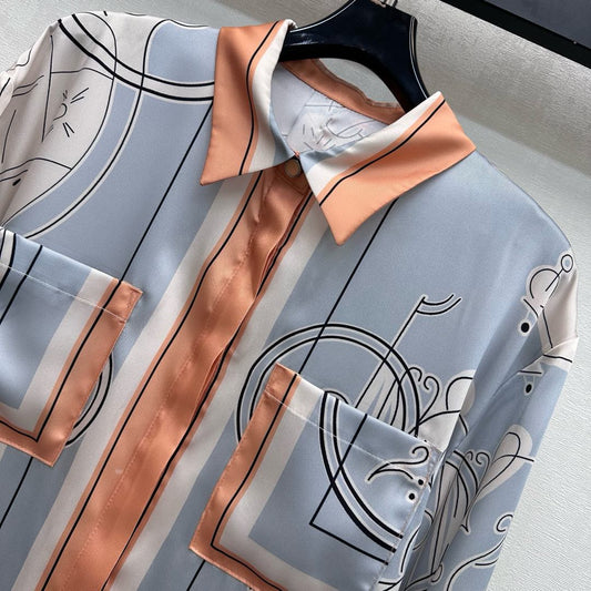 Silk Printed Long-Sleeve Shirt