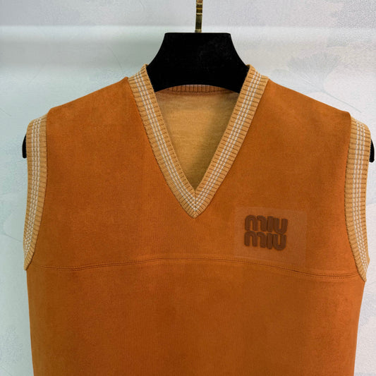 Suede V-neck Vest