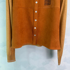 Suede Collar Cardigan