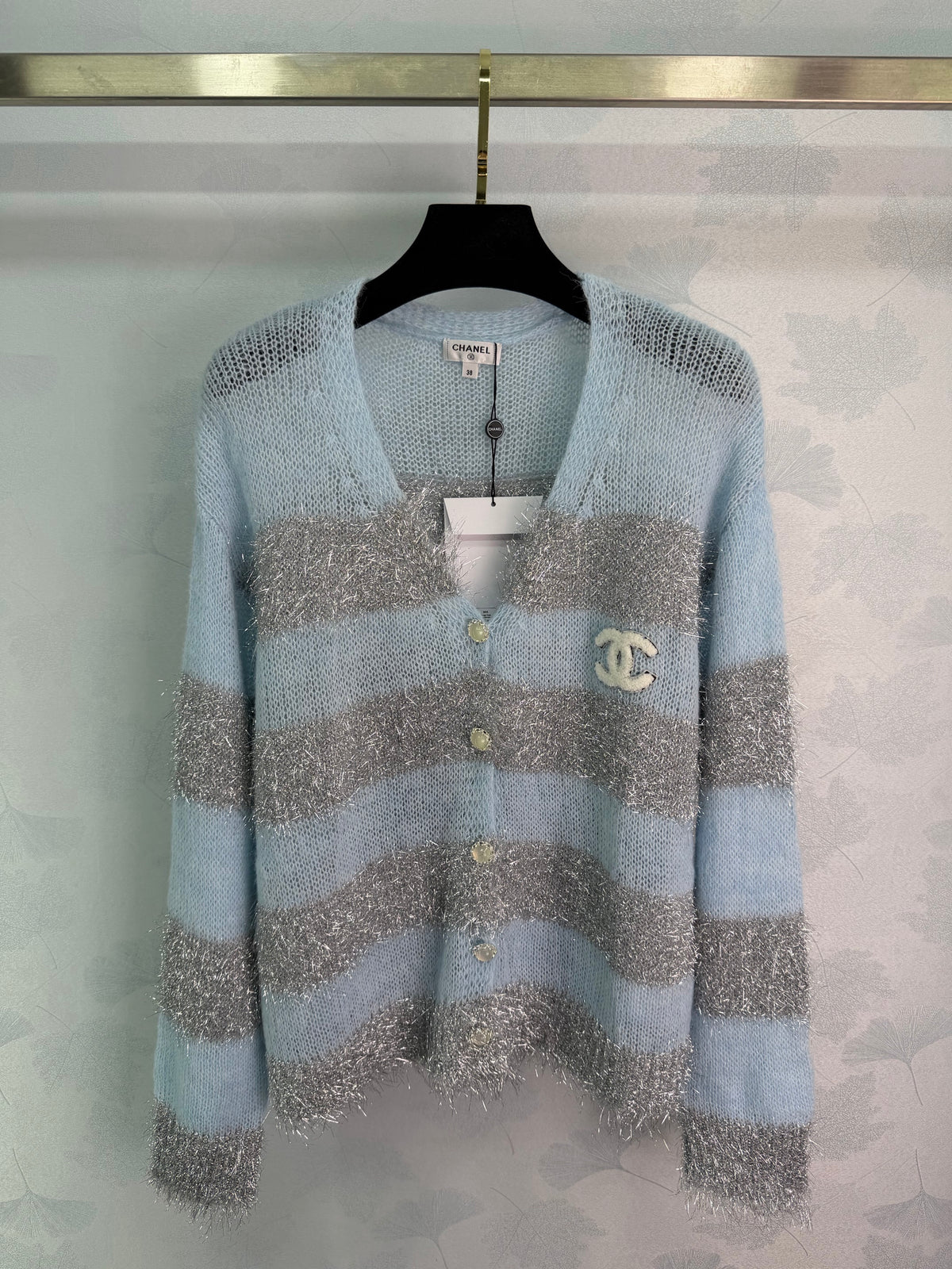 Light green knitted cardigan