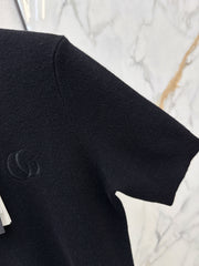 Embroidered Crew Neck Short-Sleeve Sweater