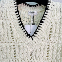 V-neck crochet knit top