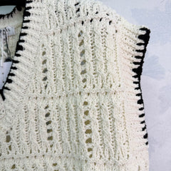 V-neck crochet knit top