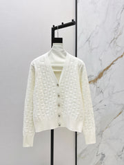 Contrast-color knit cardigan