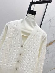 Contrast-color knit cardigan