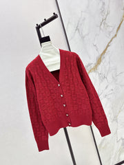 Contrast-color knit cardigan