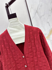 Contrast-color knit cardigan