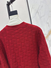 Contrast-color knit cardigan