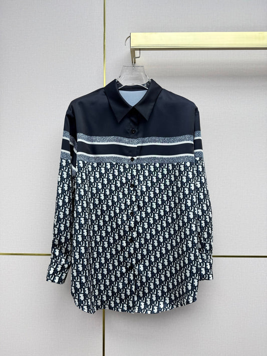 Printed color-blocked shirt