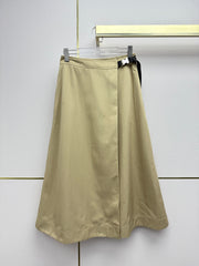 Side-button midi skirt