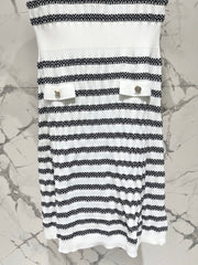 Striped, fitted, waist-cinching short pencil skirt