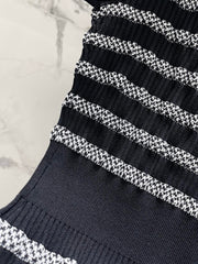 Striped, fitted, waist-cinching short pencil skirt