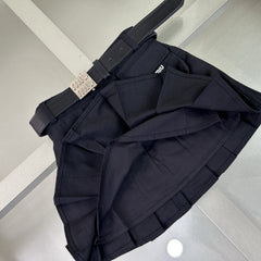 Navy-style shirt + pleated skirt