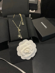 Five-pointed star tassel teardrop rhinestone necklace