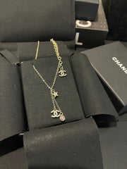 Five-pointed star tassel teardrop rhinestone necklace