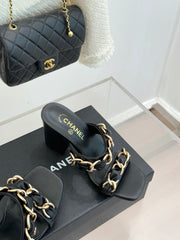 Chain-link chunky-heeled sandals