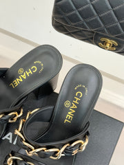 Chain-link chunky-heeled sandals