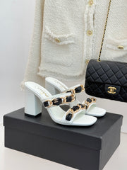 Chain-link chunky-heeled sandals