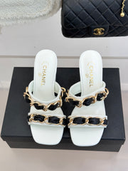 Chain-link chunky-heeled sandals