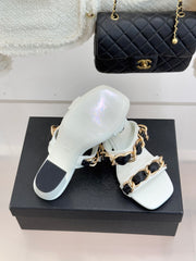 Chain-link chunky-heeled sandals