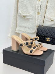 Chain-link chunky-heeled sandals