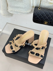 Chain-link chunky-heeled sandals