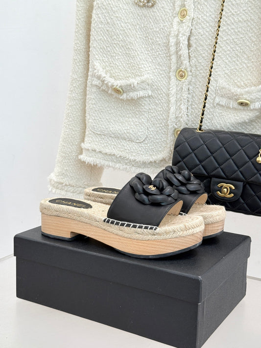 New Spring/Summer Hemp Rope Platform Slippers