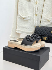 New Spring/Summer Hemp Rope Platform Slippers