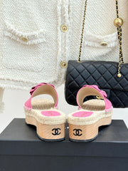 New Spring/Summer Hemp Rope Platform Slippers