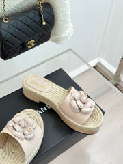 New Spring/Summer Hemp Rope Platform Slippers
