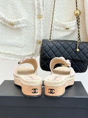 New Spring/Summer Hemp Rope Platform Slippers