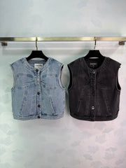 Bow-Tie Denim Vest