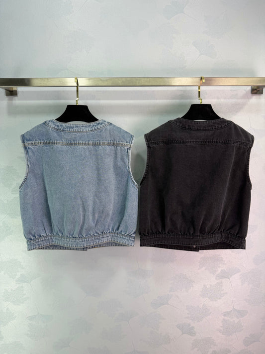Bow-Tie Denim Vest