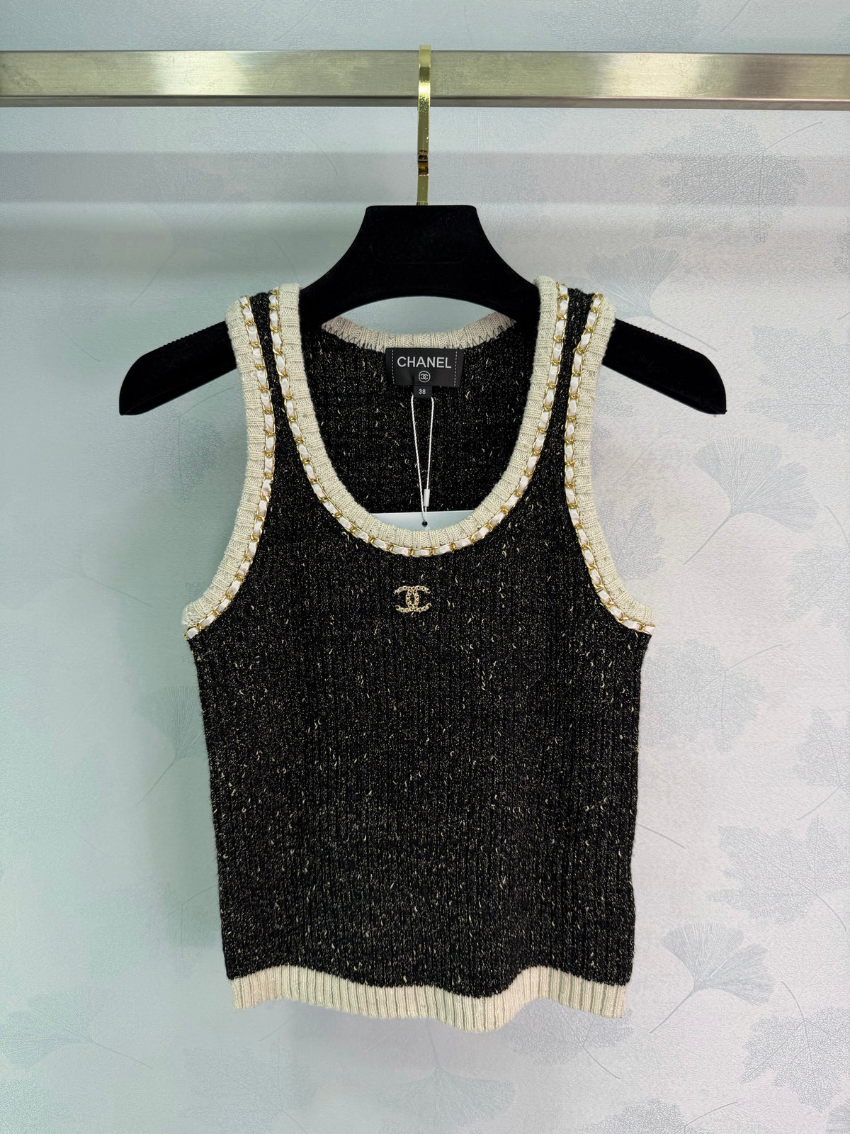 Black tweed-blend knit vest