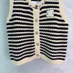 Black and white striped knit vest