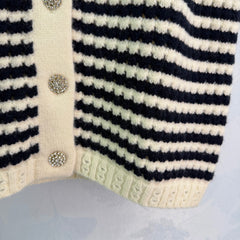 Black and white striped knit vest